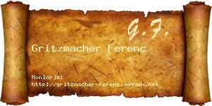 Gritzmacher Ferenc névjegykártya
